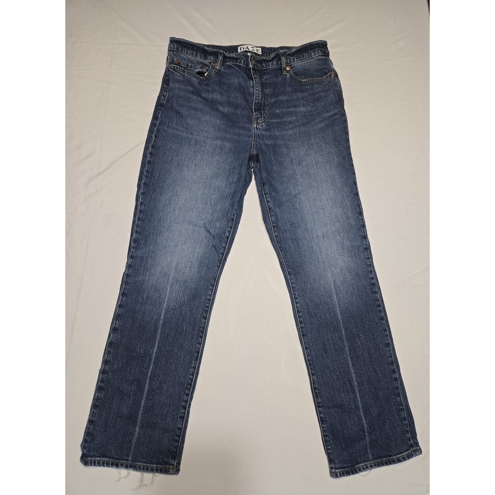 Daze Tough Love Mid Rise Straight Leg Jeans Med Wash Womens 32x29 Organic Cotton